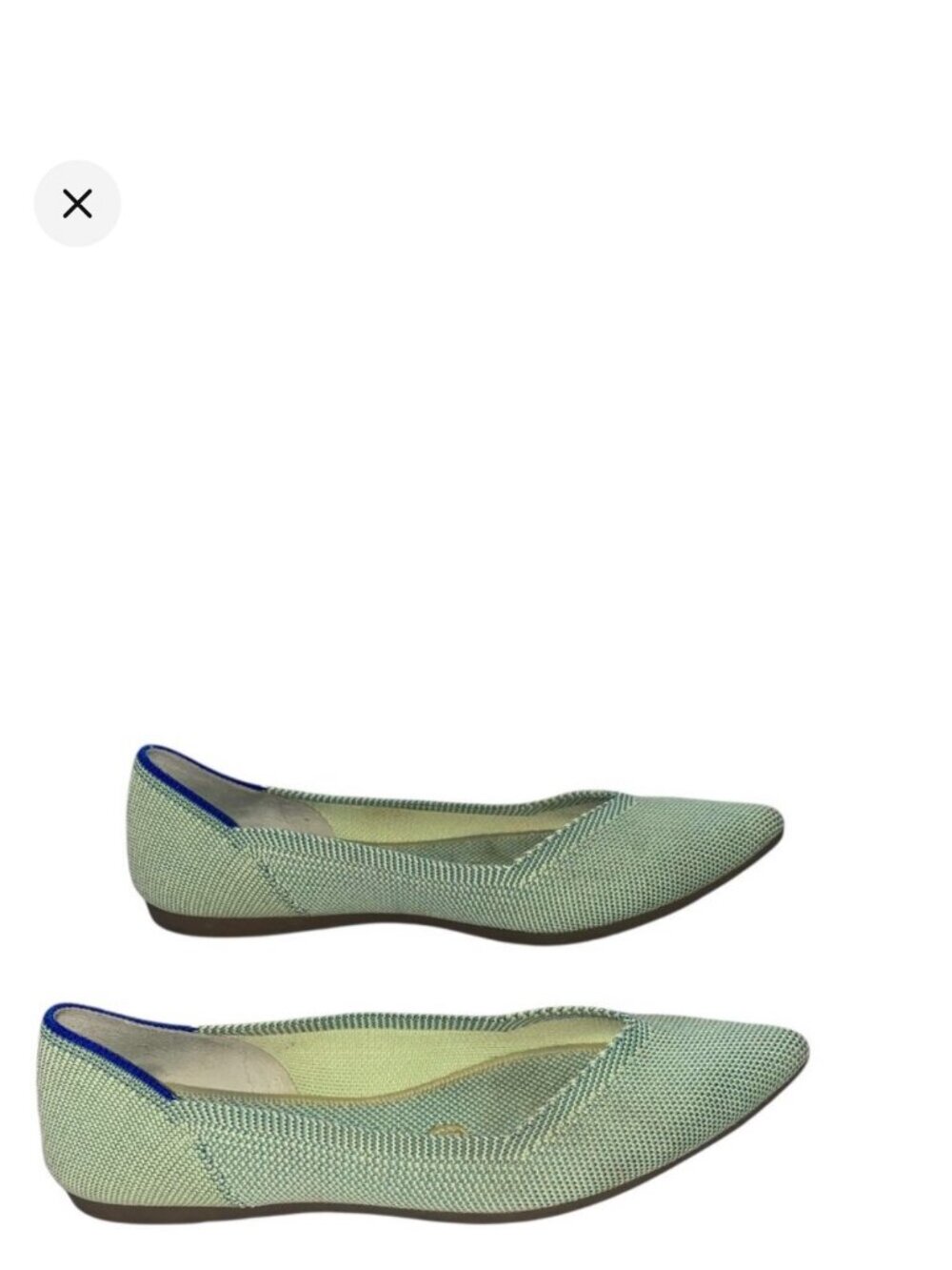 Rothy's Womens Pointed Toe Flats Size 5 Green Knit Slip-On Shoes Eco-Friendly - Picture 2 of 7